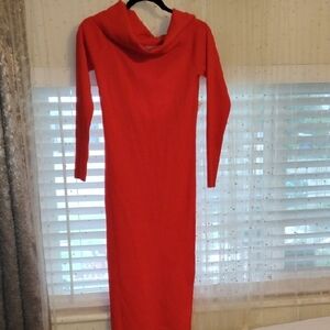 BOLD elements Woman's Fiery Red Long Sleeve Cut Out Sweater Dress, Size: M, NWT